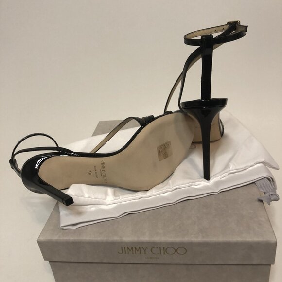 Jimmy Choo Tesca 100 Black Patent Leather Heels - Picture 6 of 7